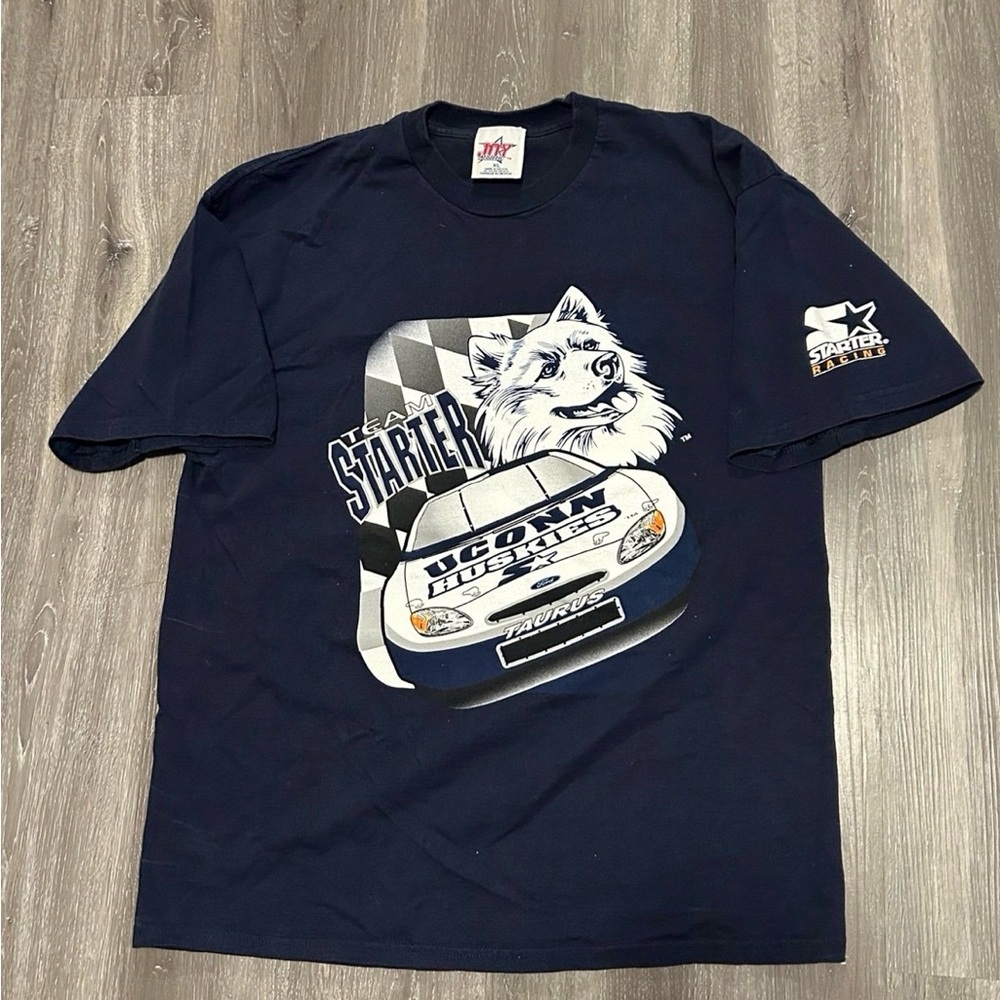 Vintage UCONN Huskies Team Starter Shirt Joy Athletic Racing Men’s XL 90s